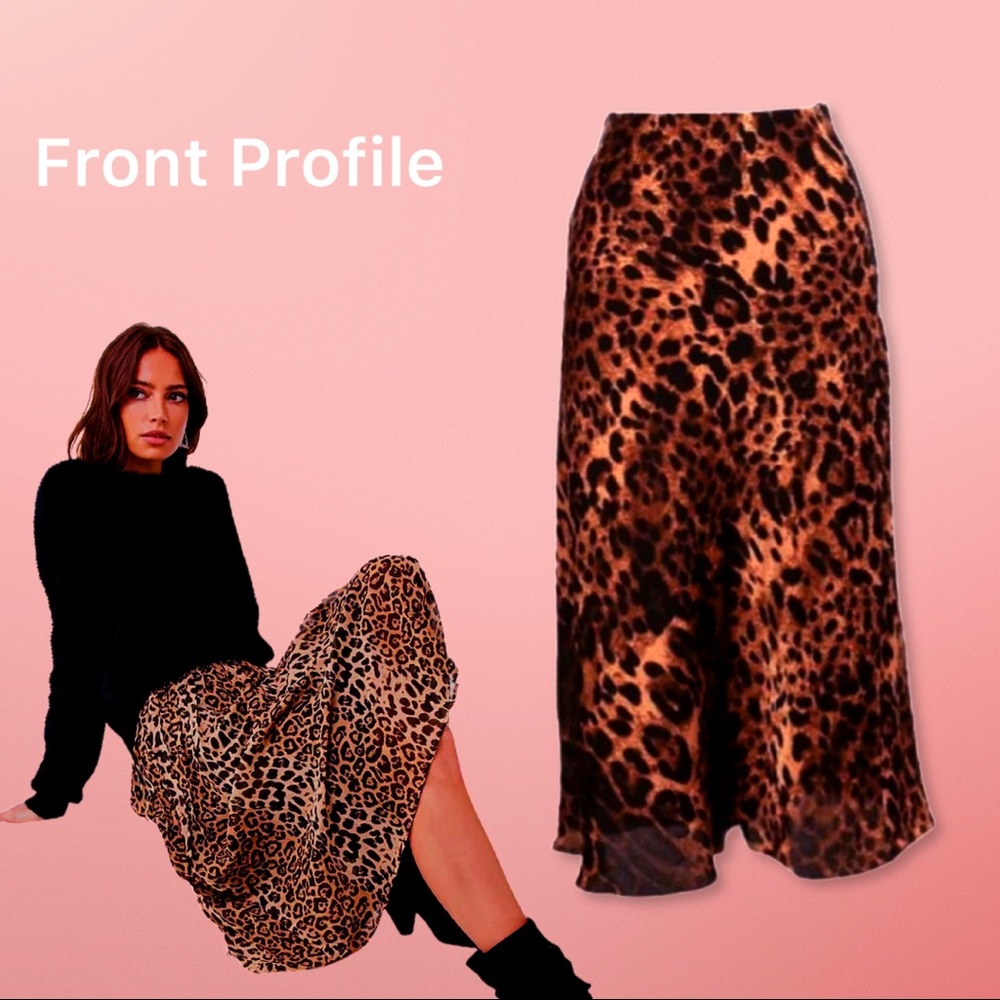 Forever 21 Contemporary Midi Satin Leopard Skirt